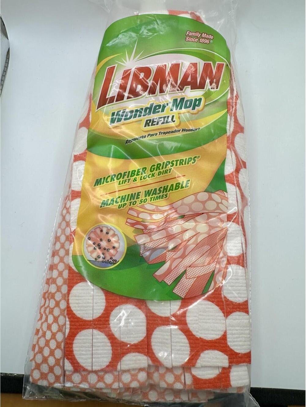 Libman Wonder Mop Refill Microfiber Gripstrips Machine Washable NEW